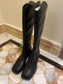 ZHR骑士靴女冬粗跟显瘦方头长筒靴女加绒V口女靴 BL196A 黑色 37 实拍图
