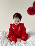 初缘鹿女宝宝婴儿衣服夏季红色连体衣唐装公主一周岁礼服抓周百岁宴套装 花开富贵长款分体2件套 80 实拍图