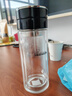 希诺双层玻璃杯男茶水分离杯高档泡茶杯子车载水杯XN-9338黑色 290mL 实拍图