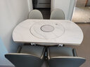 库立带电磁炉餐桌家用岩板火锅一体暖菜多功能转盘圆桌可伸缩折叠饭桌 A款餐桌：带转盘+电磁炉+暖菜 1.35米 +6椅 实拍图