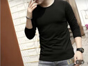 嘉晔长袖t恤男日常休闲百搭纯色圆领T恤春秋修身打底衫 黑色 XL 实拍图