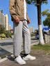 至涛裤子春夏季男休闲宽松直筒百搭阔腿束脚加绒潮牌工装大码运动长裤 灰色【抽绳】 XL( 建议110斤-130斤可穿 ) 实拍图