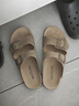 西遇平底勃肯凉拖鞋女2025新款夏季外穿一字拖鞋森系新复古回潮凉鞋 卡其色 38 实拍图