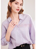 百图betu女装春夏新款衬衫法式翻领口袋设计时髦优雅衬衫2403T36 紫色 L 实拍图