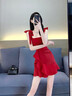 JIOESC红色连衣裙女高级感夏季2024新款女装纯欲短裙修身紧身吊带红裙子 红色高级复古短裙 M 码90-105斤 实拍图