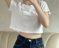 别语宽松短袖t恤女短款露脐夏季新款韩版纯色潮流上衣 白色 M (95-112斤) 晒单实拍图