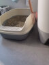 美卡猫砂盆大号半封闭式踏板敞开防外溅猫砂盆猫厕所 猫咪 亚银灰 实拍图