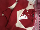 百图betu女装秋新款毛针织衫学院风减龄V领不对称长袖开衫2309T15 红色 XS 实拍图