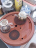 正扬紫砂茶盘手工紫砂茶盘功夫茶具圆形茶台紫砂干泡储水盘茶船茶托 14英寸紫砂双龙戏珠  红色 实拍图