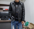 凯撒（KAISER）真皮皮衣男机车短款夹克男士头层胎牛皮皮衣政商款公务装爸爸皮衣 黑色 XL (175) (适合120-135斤) 晒单实拍图