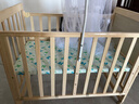 笑贝乐婴儿床拼接大床实木无漆多功能新生儿童可移动摇篮宝宝bb床无漆床 实木床+蚊帐+棕垫 双层小床可加长（102/60）0-5岁 实拍图