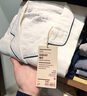 MUJI 女式 无侧缝双层纱织睡衣女士家居服春秋纯棉条纹格纹长袖 女款 米白色 L (上装165/88A下装165/70A) 实拍图