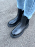 他她（TATA）焦糖布丁烟筒靴女靴子厚底加绒秋冬短靴切尔西靴WAQA2DD4 黑色（单里） 39 实拍图