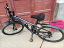 兰令软尾山地自行车成人变速碟刹越野竞速男女学生青少年双减震自行车 开拓者 铂钢灰 线碟 内走线 24寸（身高145-170cm） 30速 豪华版 实拍图