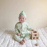 优奇婴儿衣服春秋新款连体衣纯棉宝宝秋款哈衣全棉内衣新生儿睡衣爬服 春秋【纯棉】萌新绿 80cm 实拍图