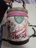 【生日礼物】小&ck女包小熊涂鸦水桶包包女时尚洋气圆筒包单肩斜挎小包 小熊涂鸦粉色 实拍图