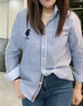 U.S. POLO ASSN.保罗衬衫女商务休闲职场百搭潮流条纹长袖衬衫 蓝条 XL 实拍图