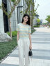 香影（xiangying）渐变色镂空针织衫女2024夏季新款小个子圆领短袖正肩t恤上衣 黄色 S 晒单实拍图