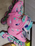 米高轮滑鞋S3儿童花样溜冰鞋套装高端平花四码调节直排初学花式旱冰鞋 粉色鞋 L(37-40) 实拍图