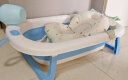 婧麒大号新生婴儿洗澡盆家用可折叠浴盆宝宝小孩可躺坐泡澡沐浴桶 浅蓝色（普通款） 实拍图