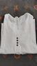 珞妮短袖t恤女2025夏季新款韩版显瘦女装竹节棉V领体恤衫百搭半袖上衣 白色 纽扣 3XL 建议140-160斤 实拍图