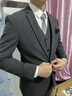 杰逊斯西服套装男韩版修身商务正装男士休闲西装外套新郎结婚礼服三件套 深灰色（西装+裤子） XL（125-140斤） 实拍图