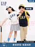 Gap男女童夏季LOGO纯棉短袖T恤套装儿童装404362两件装 蓝白组合 150cm(L)亚洲尺码 实拍图