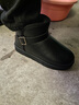 回力雪地靴子男棉鞋冬季保暖加绒加厚中筒棉靴男士皮面防滑休闲鞋子男 黑色 【皮面搭扣】 42 实拍图
