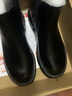 ZHR短靴女秋冬复古真牛皮通勤女靴舒适加绒切尔西靴 EH18A 黑色 35  实拍图