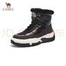 骆驼（CAMEL）雪地靴女潮搭撞色鞋面拼接厚底系带保暖靴 L23W275060 黑色 38 实拍图