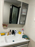 斧瓷（FUCI）不锈钢挂墙式浴室柜组合现代简约陶瓷一体盆卫生间小户型洗漱台柜 80奶咖色+C黑龙头+普通镜柜-2801 实拍图