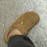 Devo软木鞋时尚两穿单鞋休闲舒适勃肯鞋平跟时尚半拖踩跟女鞋 56144 黄棕反绒皮 38 （建议拍小一码） 实拍图