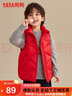 鸭鸭（YAYA）儿童羽绒马甲男女童背心秋冬季中大童装轻薄青少年学生外套WJ 红色 140 实拍图