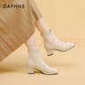 DAPHNE达芙妮马丁靴女2025爆款秋冬白色短靴女法式英伦风裸靴显脚小保暖瘦瘦靴 米色【粗跟5.5CM】 35 实拍图