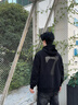 真维斯卫衣男春秋款2025新款潮牌男士连帽外套加绒加厚宽松大码学生上衣  黑色(运动柒胸标_大背标) XL (180) (不起球不掉色) 实拍图