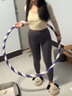 佑游瑜伽裤女士高腰弹力紧身外穿运动裤二件套J21016XY灰紫常规款 L 实拍图
