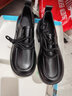 大东女士软皮系带小皮鞋女2025年新款百搭单鞋复古厚底软皮粗跟英伦风鞋子 实拍图
