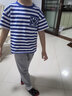 真维斯（Jeanswest）男童t恤短袖夏季新款儿童条纹海魂衫舒适夏装男孩夏天休闲上衣潮 蓝 J棒球运动 120 cm 实拍图