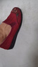 布舍元 单鞋女平底圆头妈妈鞋软底透气女士一脚蹬套脚懒人鞋中老年老人老北京布鞋女  210-1322 红色 35 实拍图