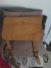 世界地理真皮背包男士复古休闲双肩包笔记本电脑15.6英寸旅行帆布学生书包 咖啡色 实拍图