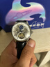 马克华菲（FAIRWHALE）手表男机械表雕花镂空飞轮男士手表全自动男表防水月相商务潮国表 银壳白面黑皮 实拍图