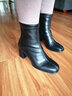 九寸阳光靴子女2026新款韩版超火厚底黑色方头粗跟短靴春季法式高跟瘦瘦靴 黑色 单层 7CM高跟 36 实拍图