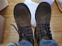 马登工装靴男士复古马丁靴英伦风高帮棕色皮鞋加绒休闲户外沙漠靴子 黄棕色 （加绒） 39 (245mm) 实拍图