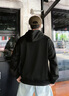 雅鹿卫衣男秋季男装连帽宽松上衣秋天长袖T恤春秋款加厚加绒潮流衣服 黑色 XL [建议体重115-130斤] 实拍图