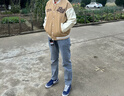 准者棒球服外套男装2025春夏新款美式复古PU皮袖休闲宽松运动夹克开衫 卡其色【常规款】 L 实拍图