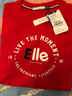 ELLE ACTIVE经典百搭字母印花圆领卫衣装秋季百搭基础独特logo运动休闲套头衫 红色 L 实拍图