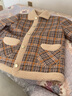 婉荷中老年女装气质加绒加厚外套翻领格子棉衣大衣中年妈妈短棉袄棉服 实拍图