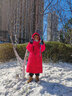 雪中飞【远红外升温】儿童羽绒服新年羽绒外套中大童男女童长款羽绒服 红色 130 实拍图