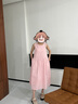 VEGA CHANG粉色连衣裙女2025年夏季新款海边度假显瘦气质减龄拼接背心长裙子 蜜桃粉 L 实拍图