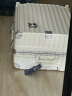 左汀行李箱铝框拉杆箱加厚结实抗压旅行箱登机箱大容量学生密码箱皮箱 烟白色 24英寸，适合3-5天中途旅行 实拍图